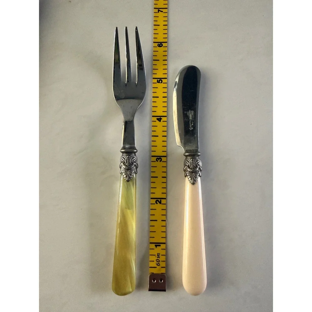 Emo‎ Italy Faux Horn Flatware Set Appetizer Forks Butter Spreaders Vintage